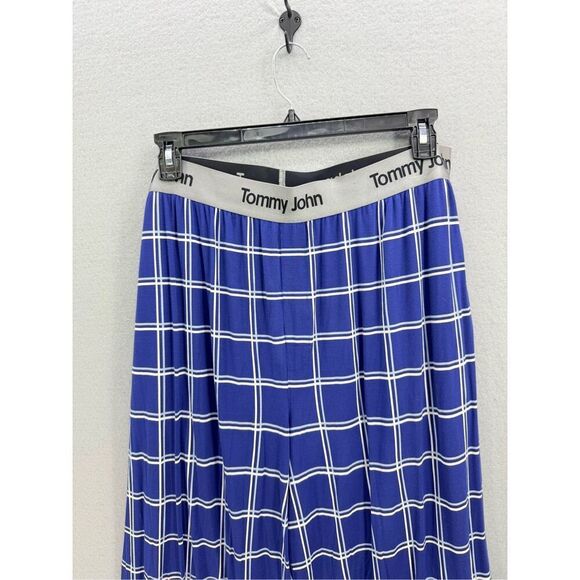 Tommy John Mens Blue Gray Plaid Stretch Loose Sleep Pull On Pajama Pants 2XL - Picture 3 of 5
